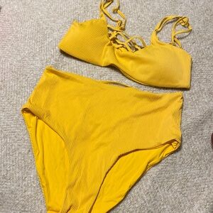 TiniBikini Yellow Ribbed Bikini Set